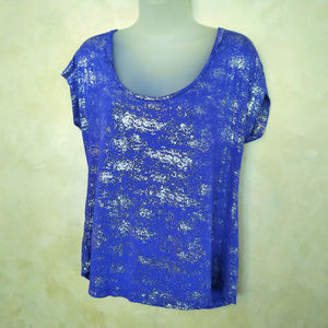 J Lo Shimmery Soft Tee Top EUC L